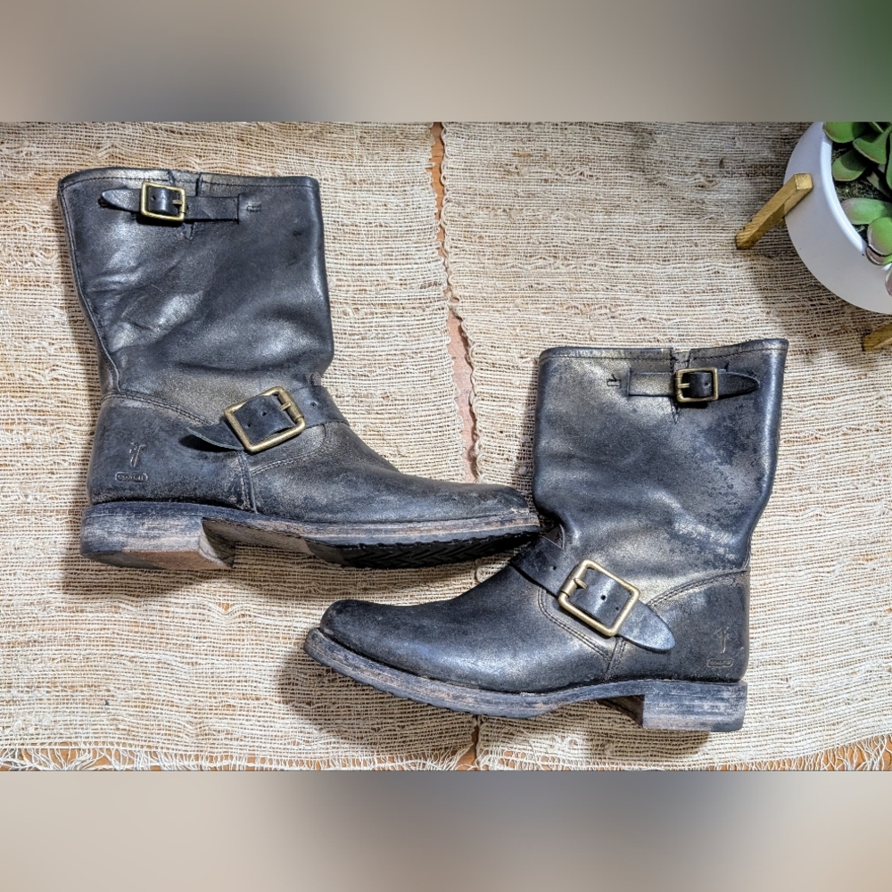 Frye Black Leather Ankle Boots